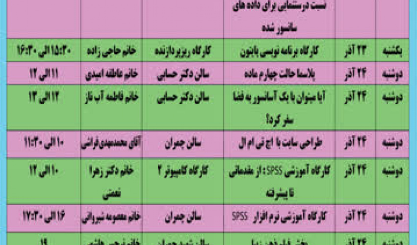 برنامه های هفته پژوهش